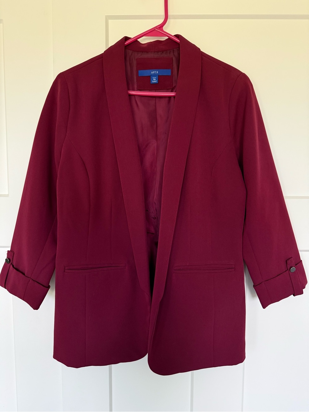 Apt. 9 Women's Wine-Red Open Front Blazer